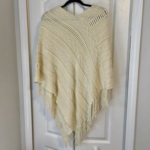 NWOT Cream Knit Poncho